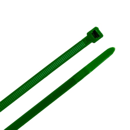 Forney Cable Tie, 8 in L, 2 in Max Bundle Dia., Green, Nylon 6/6, 50 lb Strength, 100 PK 62019